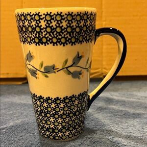 Polish Pottery Floral Patterned Ceramic Mug